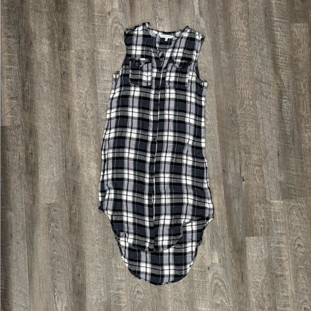 Plaid Sleeveless Button-Down Maxi Shirt/Dress Sz S